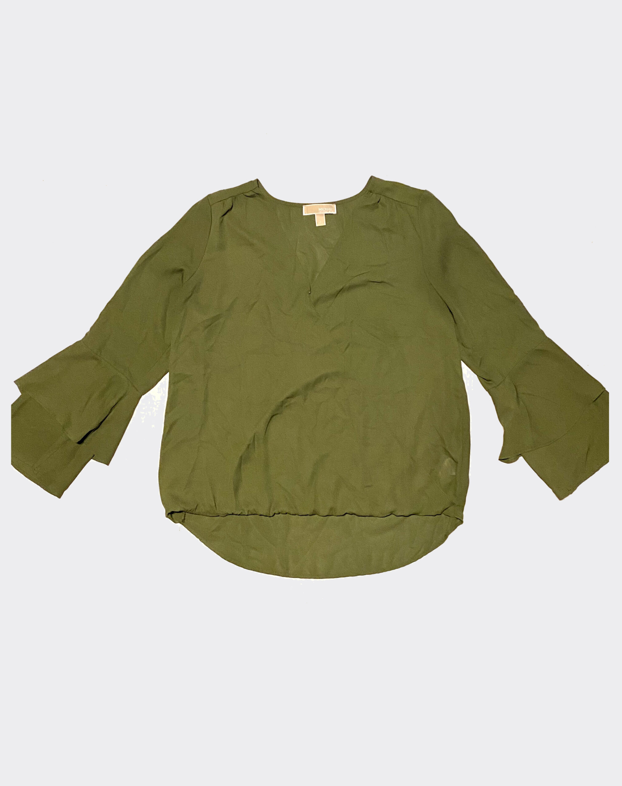 Michael Kors long sleeve blouse, olive green womens size Large – High ...
